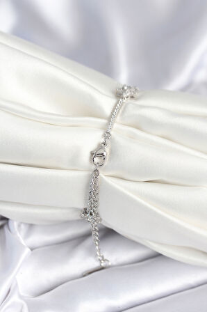 Zarif Kadın için Silver Pirinç Yapım Yıldız Bileklik