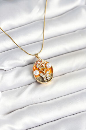 Zarif Kadın için Golden Çelik Zincir Kelebek Sanatsal Portre Kolye