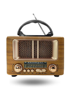 Büro Ev Ofis Hediyesi için Mini Ahşap Retro Taşınır Bluetooth Hoparlörlü Şarjlı Radyo