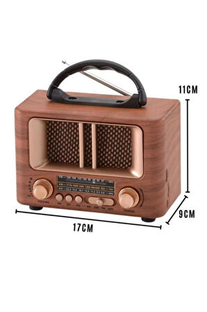 Büro Ev Ofis Hediyesi için Mini Ahşap Retro Taşınır Bluetooth Hoparlörlü Şarjlı Radyo