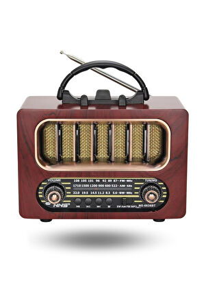 Büro Ev Ofis Hediyesi için Ahşap Retro Taşınır Bluetooth Hoparlörlü Şarjlı Radyo