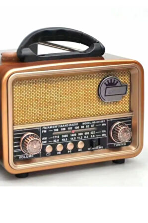 Büro Ev Ofis Hediyesi için Ahşap Nostaljik Taşınır Bluetooth Hoparlörlü Şarjlı Radyo