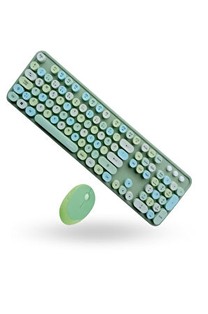 Büro Ev Ofis Bilgisayarı için Sevimli Yeşil Klavye Mouse Seti