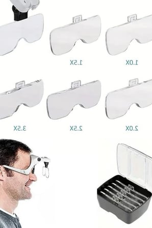 Büro Ev Ofis Hediyesi için Pilli 5LENS 2LED Işıklı Ayarlanır Gözlük Büyüteç