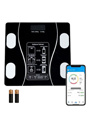Büro Ev Ofis Hediyesi için Yağ Ölçerli Akıllı Baskül Bluetooth Bağlantılı Tartı