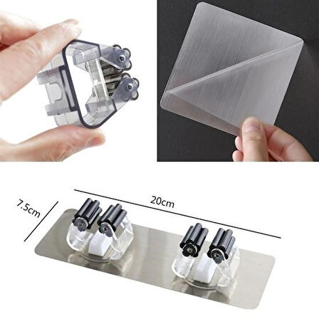 Büro Ev Ofis Dekoru için 4PARÇA Yapışır Fırça Paspas Mop Sabitleyici Alet Aparatı