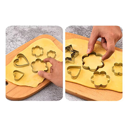 Büro Ev Ofis Mutfağı için 12ADET Paslanmaz Çelik Kurabiye Kalıbı Seti