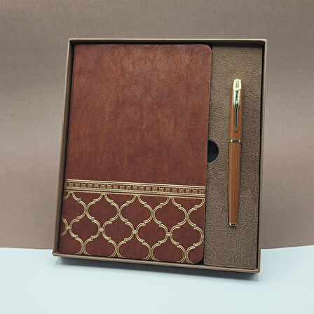 Büro Ev Ofis Hediyesi için Kutulu Deri Defter Kalem Öğretmen Seti