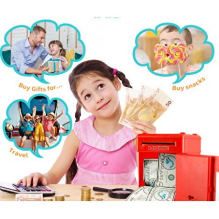 Büro Ev Ofis Çocuk Hediyesi için Şifreli Elektro Atm Kasa Otomatik Kumbara