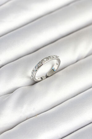 Zarif Parmaklar için Silver Pirinç Yapım Zirkonlu Tip Kadın Yüzük