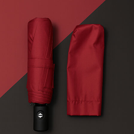 Büro Ev Ofis Hediyesi için Kılıflı Otomatik Kompakt Bordo Şemsiye