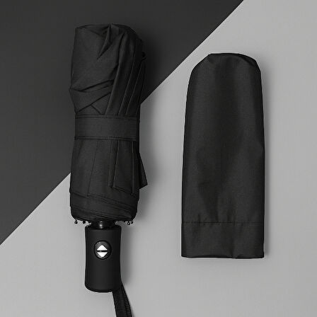 Büro Ev Ofis Hediyesi için Kılıflı Otomatik Kompakt Siyah Şemsiye