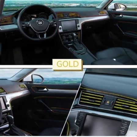 Büro Ev Ofis Arabası için 5MT Golden Kauçuk Oto Trim Dekor Band Şeridi