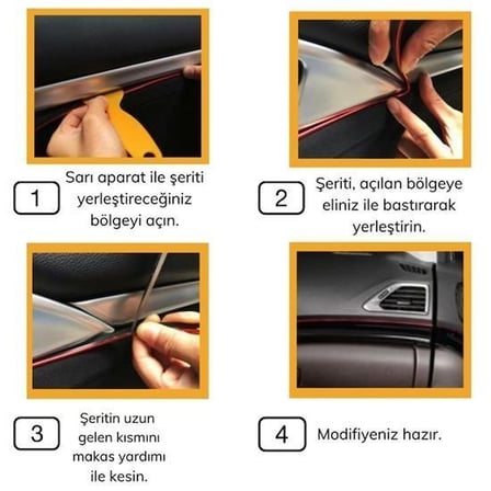 Büro Ev Ofis Arabası için 5MT Golden Kauçuk Oto Trim Dekor Band Şeridi