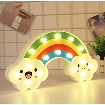 Büro Ev Ofis Aydınlatması için Gülen Bulutlu Gökkuşağı Led Dekor Gece Lambası