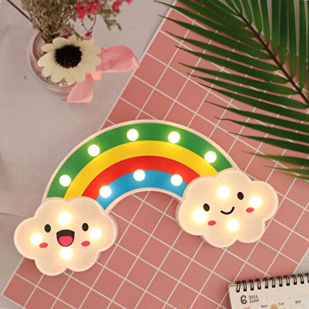 Büro Ev Ofis Aydınlatması için Gülen Bulutlu Gökkuşağı Led Dekor Gece Lambası