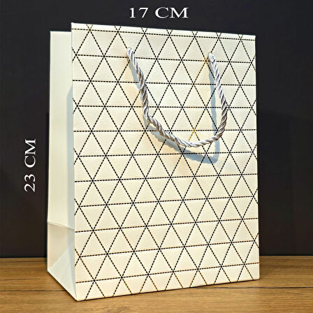 Büro Ev Ofis Hediyesi için Mini Beyaz Desenli Hediye Çantası