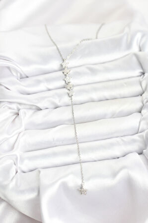 Zarif Boyunlar için Silver Çelik Zincir Yıldız Model Y Kadın Kolye