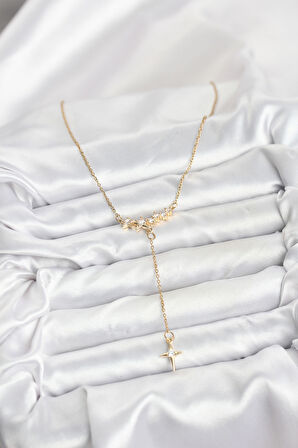 Zarif Boyunlar için Golden Çelik Zincir Yıldız Kadın Kolye