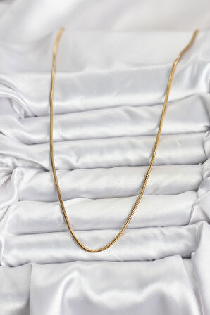 Zarif Boyunlar için Golden Çelik Zincir 60CM Yılan Kadın Kolye