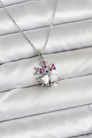 Zarif Boyunlar için Silver Çelik Zincir Chirtsmas Bell Yılbaşı Tema Kadın Kolye