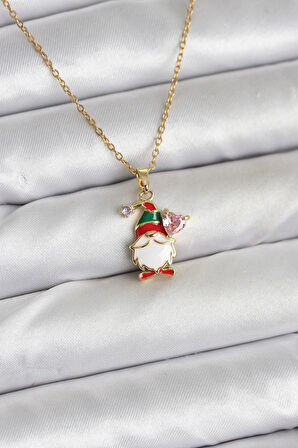 Zarif Boyunlar için Golden Çelik Zincir Yılbaşı Tema Kadın Kolye