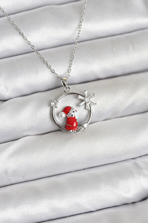 Zarif Boyunlar için Silver Çelik Zincir Yılbaşı Stil Kadın Kolye