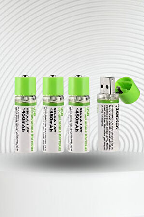 Büro Ev Ofis Cihazları için 4ADET USB Şarjlı 1450mAh AA 1.2V Lityum Kalem Pil Seti