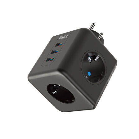 Büro Ev Ofis için 3PRİZ 3USB 10A 2500W Termal Akım Korumalı Grup Priz