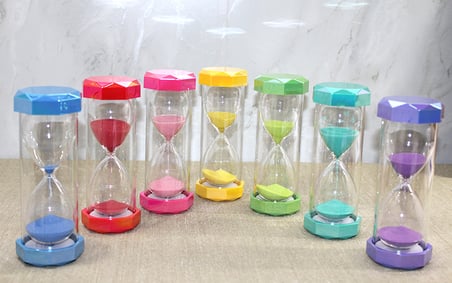 Büro Ev Ofis Dekoru için 30DK Süreli Plastik Çerçeve Renkli Kum Saati
