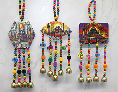 Büro Ev Ofis Dekoru için İstanbul Tema Asmalı Renkli Boncuklu Rüzgar Çanı