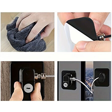 Büro Ev Ofis Çocuk Güvenliği için Siyah Halatlı Plaka Emniyet Kilidi