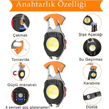 Büro Ev Ofis Kamp Keyfi için Fonksiyonel Anahtarlık Kamp Lambası