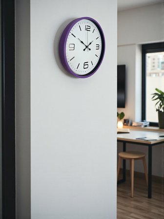 Büro Ev Ofis Duvar Saati için 36CM Mor Tasarım Mekanizma