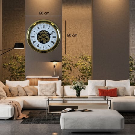 Büro Ev Ofis Hediyesi için 60CM Golden Royal Legacy Çarklı Duvar Saati