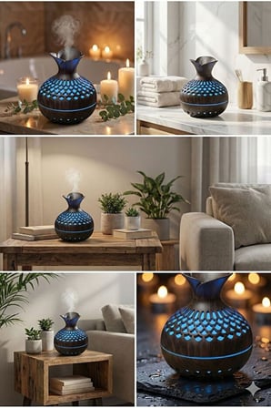 Büro Ev Ofis Hediyesi için Ahşap Desen Ultrasonik Aromaterapi Difüzör Hava Nemlendirici