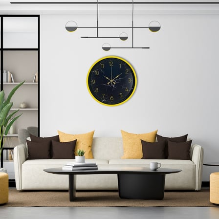 Büro Ev Ofis Hediyesi için 36CM Sarı Mermer Desenli Duvar Saati