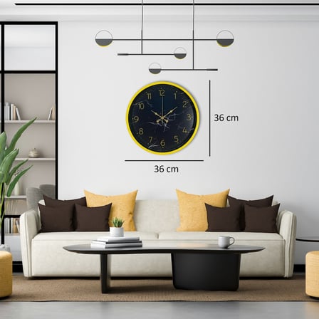 Büro Ev Ofis Hediyesi için 36CM Sarı Mermer Desenli Duvar Saati