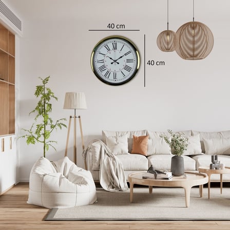 Büro Ev Ofis Hediyesi için 40CM Golden Metal Roma Rakamlı Duvar Saati