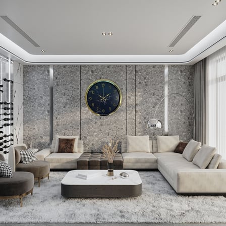 Büro Ev Ofis Hediyesi için 40CM Royal Marble Golden Metal Duvar Saati