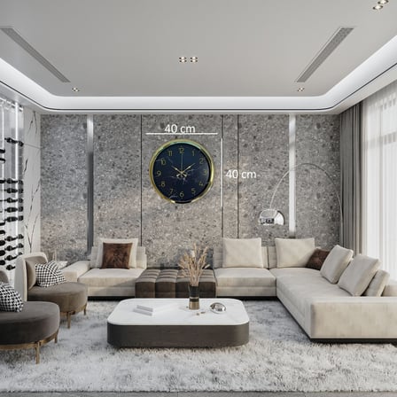 Büro Ev Ofis Hediyesi için 40CM Royal Marble Golden Metal Duvar Saati