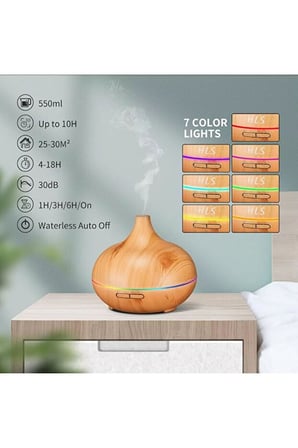 Büro Ev Ofis Hediyesi için 550ML 7LED Işıklı Desenli Kumandalı Nemlendirici Aroma Difüzörü