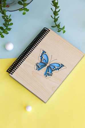 Büro Ev Ofis Hediyesi için Ahşap Tasarım Kapaklı El Yapımı Defter
