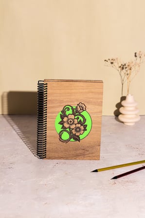 Büro Ev Ofis Hediyesi için Doğal Ahşap Stil Kapaklı Çizgisiz Defter