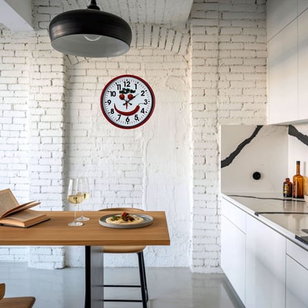 Büro Ev Ofis Hediyesi için 36CM Kırmızı Happy Kitchen Mutfak Duvar Saati