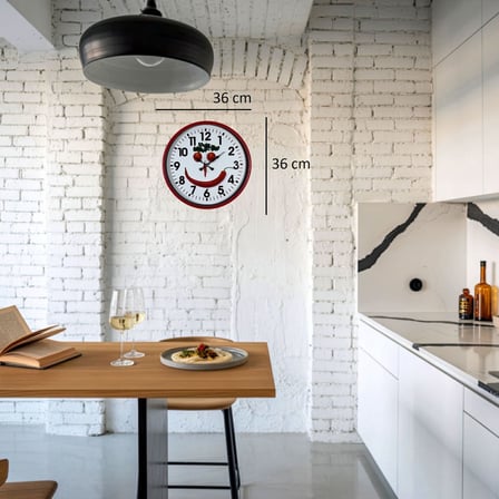 Büro Ev Ofis Hediyesi için 36CM Kırmızı Happy Kitchen Mutfak Duvar Saati