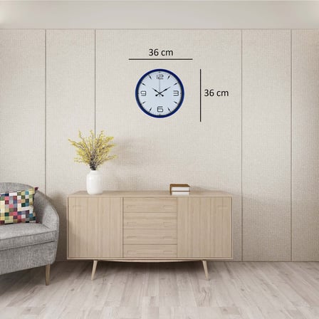 Büro Ev Ofis Dekoru için 36CM Lacivert Çerçeve Beyaz Kadran Duvar Saati