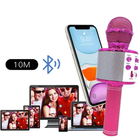 Büro Ev Ofis Hediyesi için Hoparlörlü Bluetooth Karaoke Mikrofonu