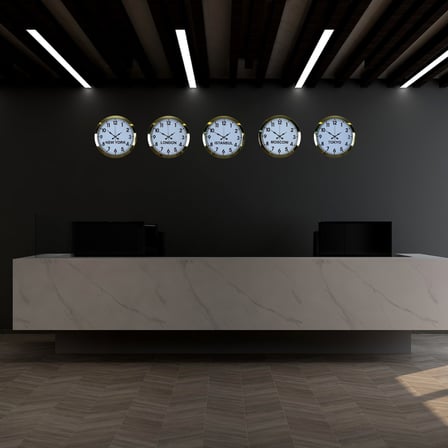 Büro Ev Ofis Dekoru için 36CM 5PARÇA Golden Metal Prestij Dünya Saati Seti