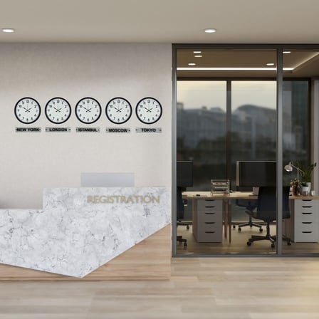 Büro Ev Ofis Dekoru için 5ADET 36CM Black Elit Tarz Tabelalı Dünya Saatleri